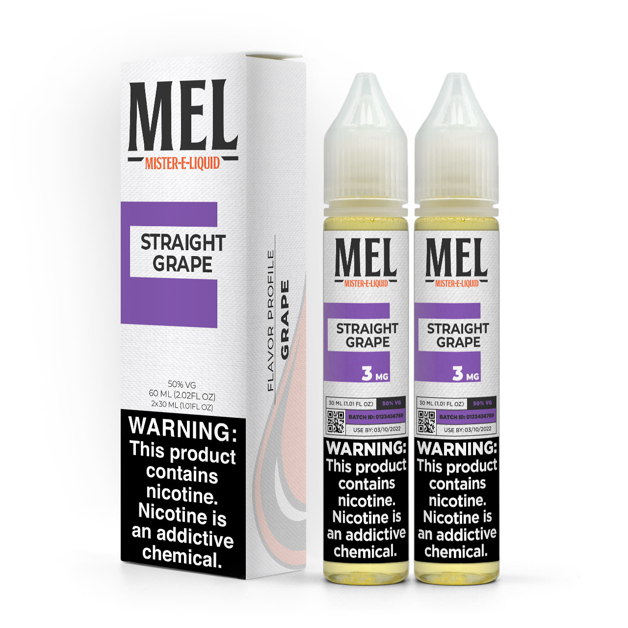 MEL Straight Grape vape juice, in 60 ml bundle